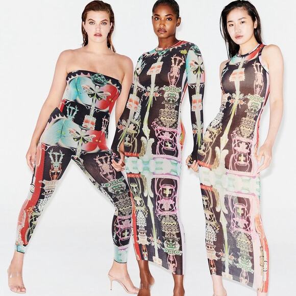 RARE NWT SKIMS Summer Mesh Long Sleeve Dress in Orchid Cabinet Size Large - Picture 3 of 7